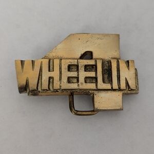 Vintage Brass Four Wheelin Belt Buckle